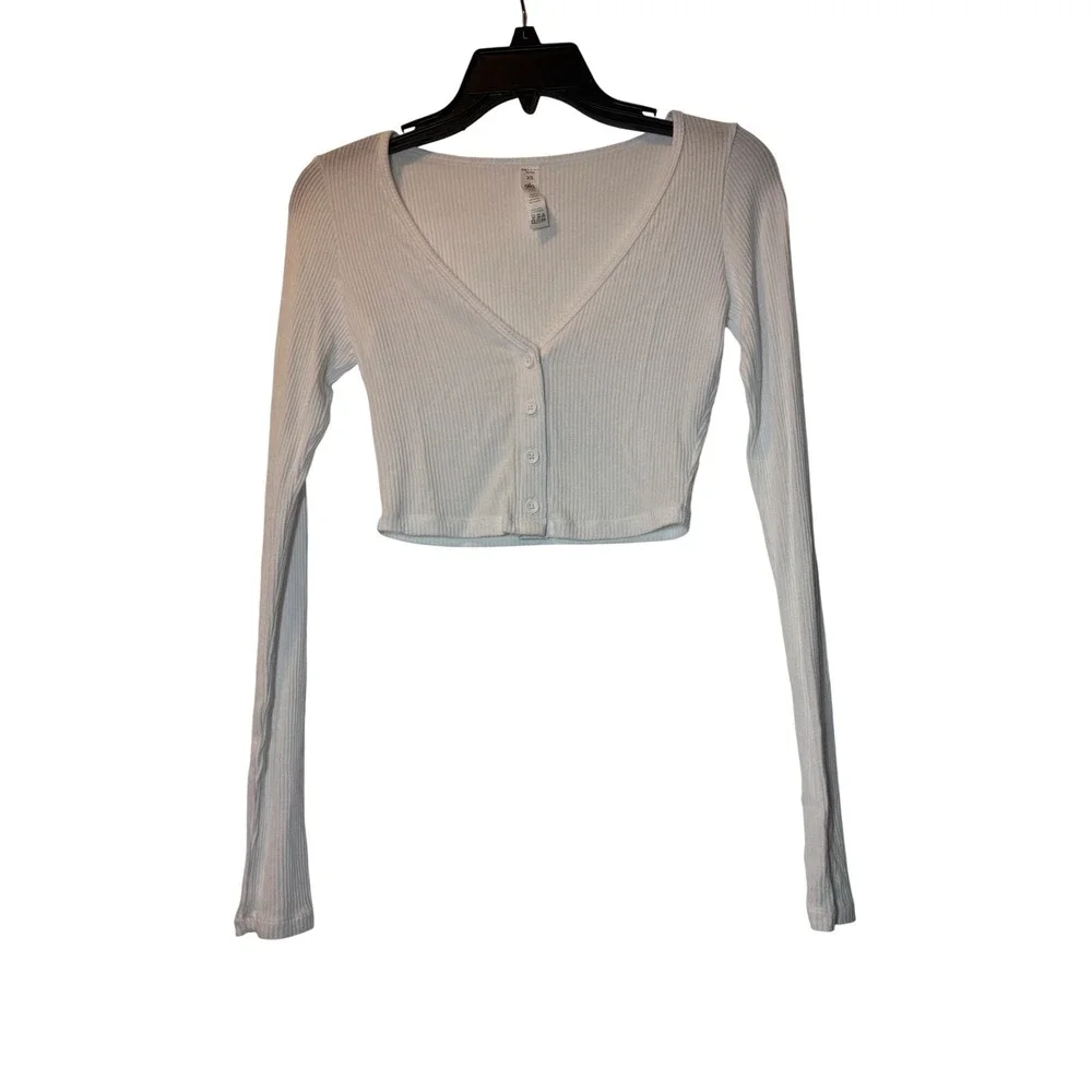 Alo Yoga White Ribbed Cropped Whisper Cardigan - XS
